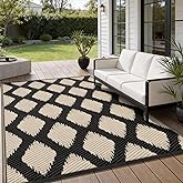 COOLTOP 9'x12’ Outdoor Rug for Patios Porches, Waterproof Plastic Camping Rugs, Modern Reversible Mat, Large Area Rugs for Ba