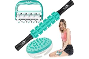 EcoEarth - 3-in-1 Fascia Roller Massage Kit - Includes: Massage Roller Stick, Anti-Cellulite Massage Scrubber & Handheld Massager - Trigger Point Massagers for Myofascial Release & Quick Recovery