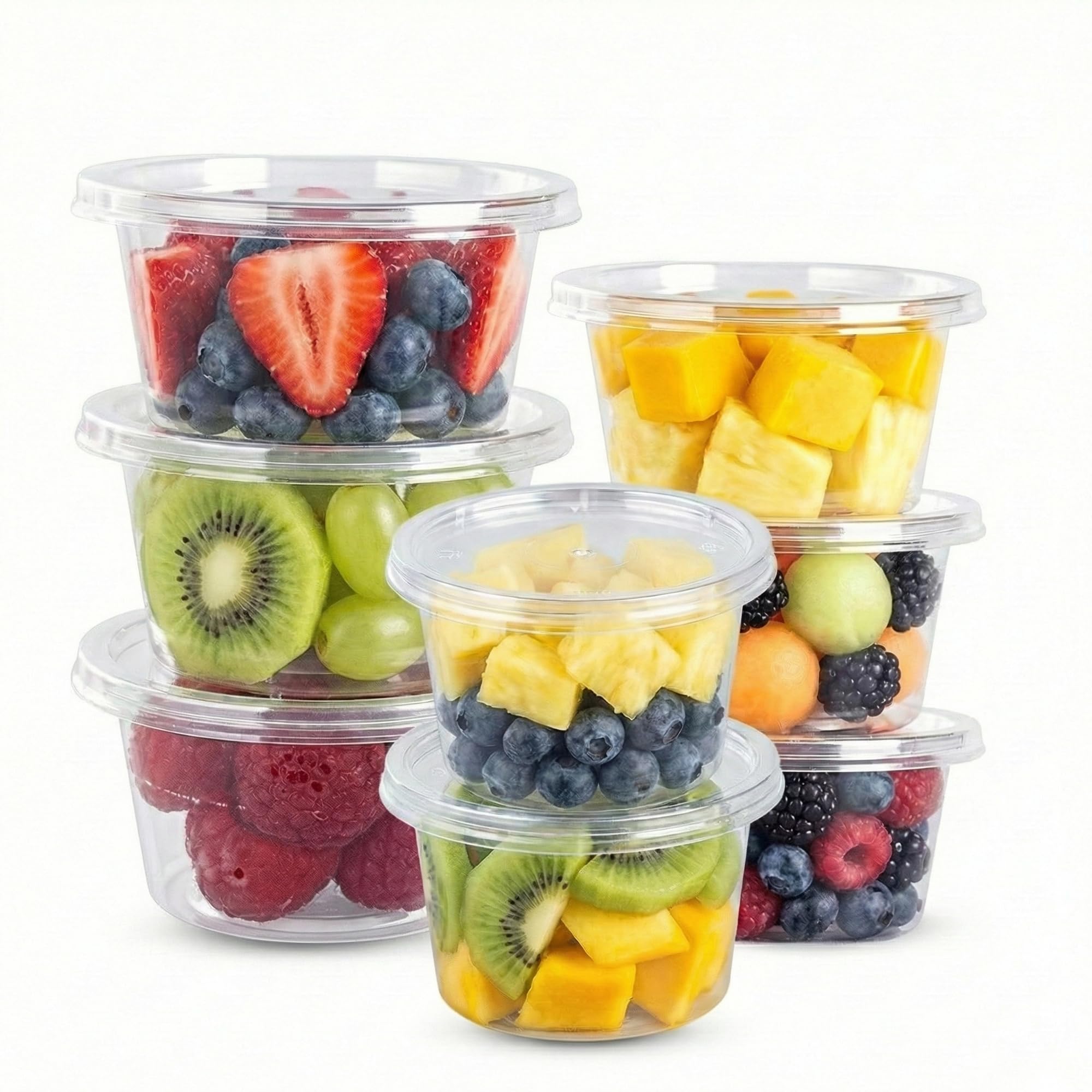 CHEF ROYALE 10 x 4oz Plastic Round Clear Tub Containers With Lids - Microwave Safe Tub Pots - Meal Prep & Takeaway Storage Box - Freezer & Dishwasher Safe (10, 4oz)