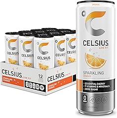 CELSIUS Sparkling Orange, Functional Essential Energy Drink 12 Fl Oz (Pack of 12)