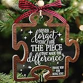 Pawzity Thank You Gifts - Never Forget You are The Piece That Made The Difference Ornaments - Appreciation Gift for Women Coworker Friend Teacher Boss Nurse - Wood Acrylic Thank You Christmas Ornament