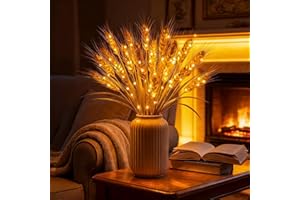 Golden Harvest Light, Wheat Stalks Decor Table Lamp, LED Wheat Stalk Decorative Lamp Warm White LEDs, Rustic Farmhouse Accent