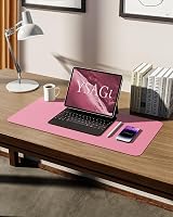 YSAGi Leather Desk Mat Large 60x35 cm Non-Slip Waterproof Pink view 5