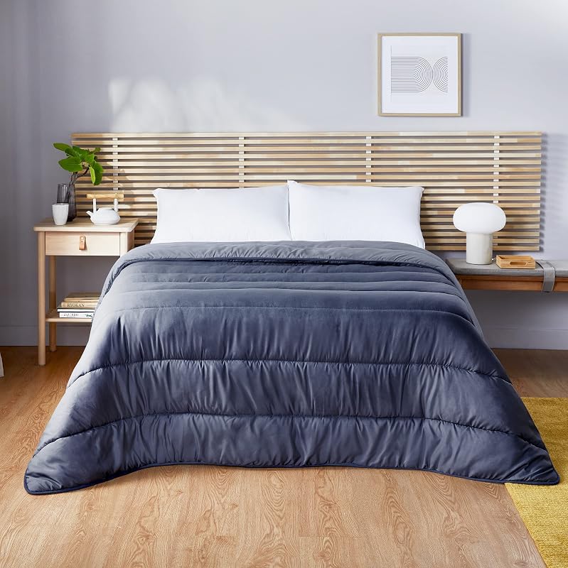 Home - Relleno Nórdico Reversible Fibra 300 gr - Edredón Cama 100/105 - Tacto Pluma, Cálido, Transpirable, Color Gris Claro/Gris Natural, 180 x 220 cm