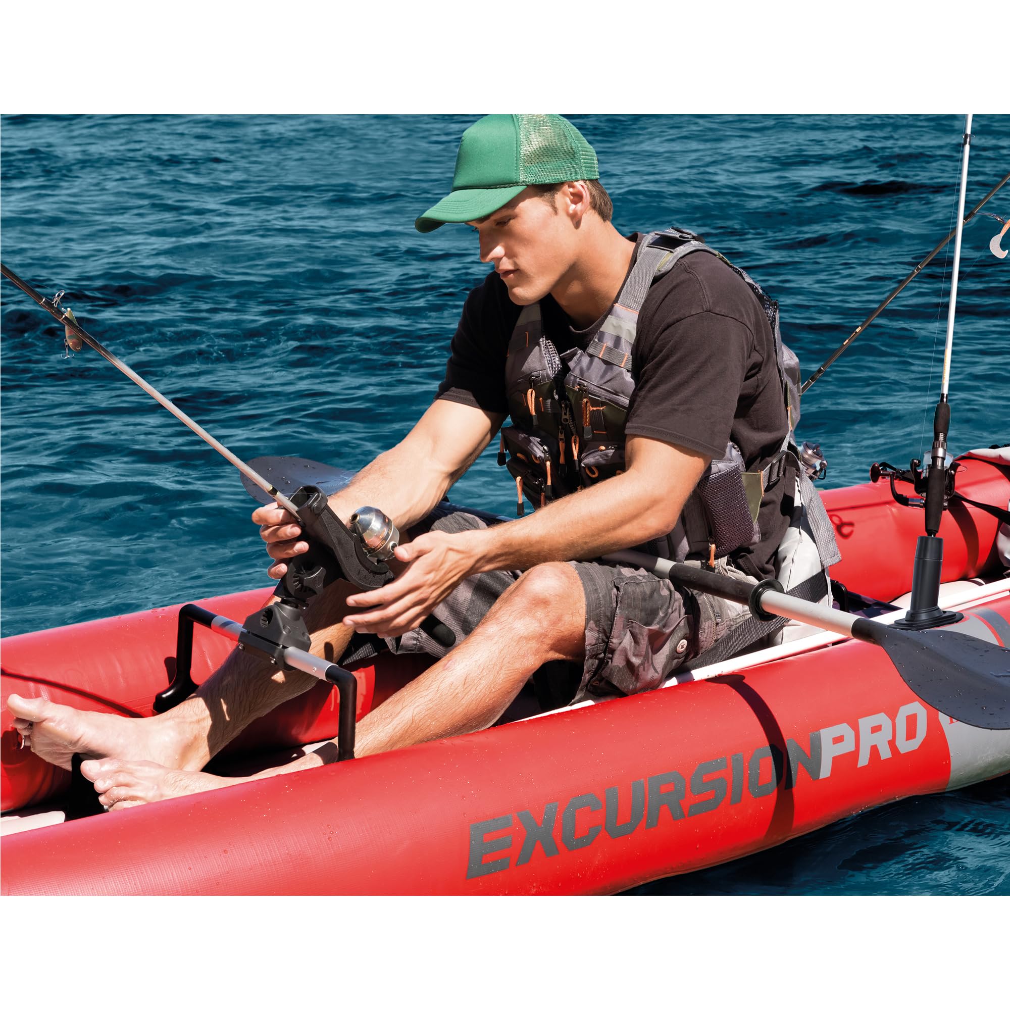 Intex 68309EP Excursion Pro K2 Inflatable Kayak Set: Includes Deluxe 86in Kayak Paddles and High-Output Pump – SuperTough PVC – Adjustable Bucket Seat – 2-Person – 400lb Weight Capacity