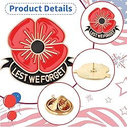 SANNIX 60Pcs Poppy Pins, Poppy Flower Brooch Pins