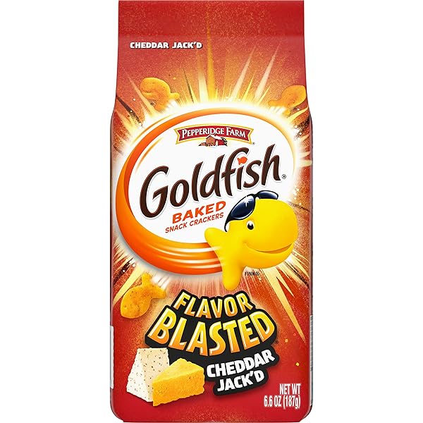 GOLDFISH FLAVOR BLASTED CHEDDAR JACK’D CRACKERS, SNACK CRACKERS, 6.6 OZ BAG