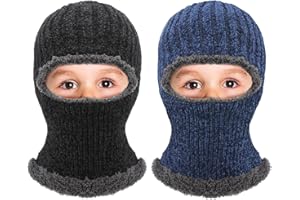 Jeere 2 Pcs Ski Mask for Kids Face Cover Knitted Balaclava Ski Plush Mask for Boys Winter Outdoor Sport Bike Cycling