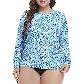 HDE Plus Size Rash Guard for Women UPF 50 Quick Dry Long Sleeve Swim Top