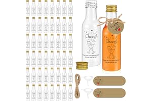100 Pack Mini Liquor Bottles, 1.7oz/50ml Mini Shot Bottles with Caps Funnels Tags and Ropes, Empty Wine Bottle for Juice Alco