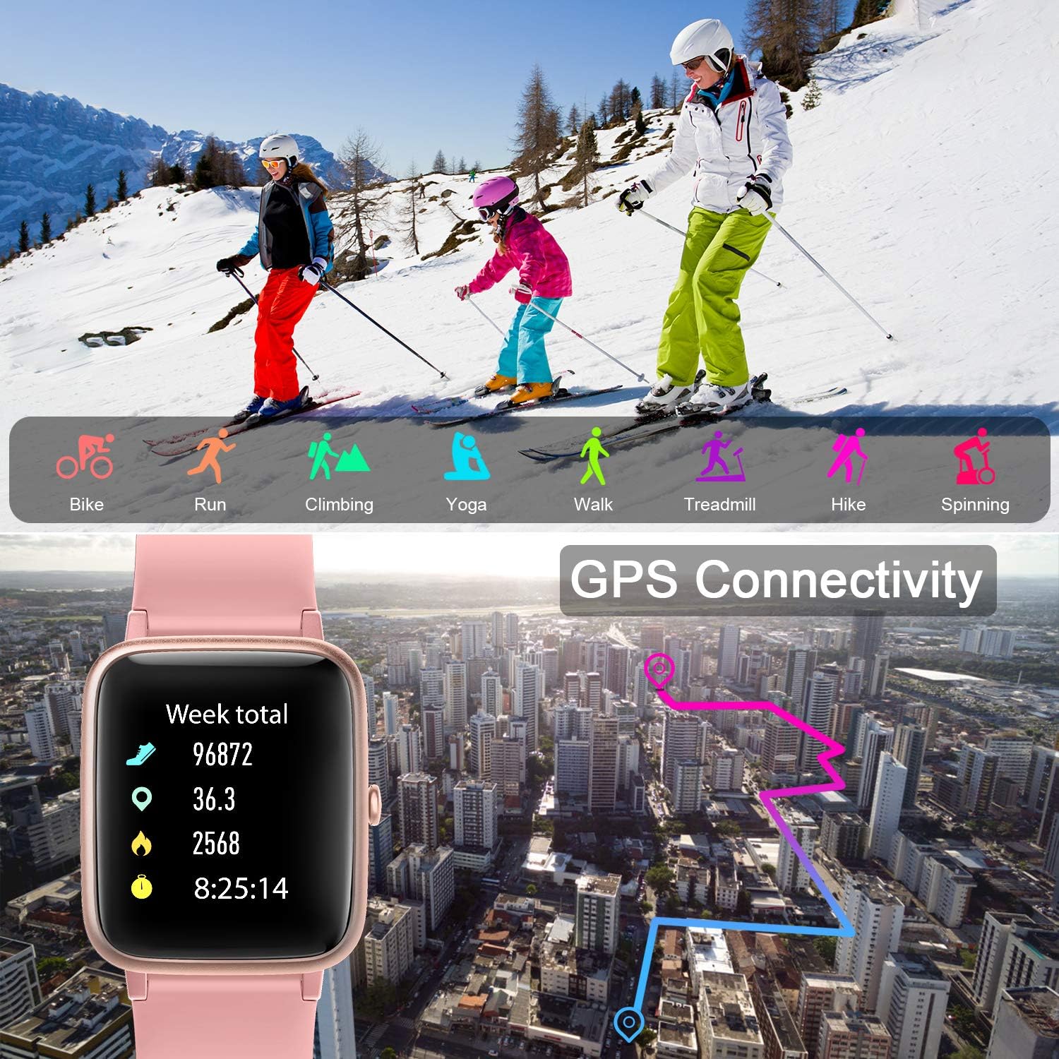 Letsfit Smart Watch, Fitness Tracker with Heart Rate Monitor, Activity Tracker with 1.3 Inch Touch Screen, IP68 Waterproof Pedometer Smartwatch with Sleep Monitor, Step Counter for Women and Men