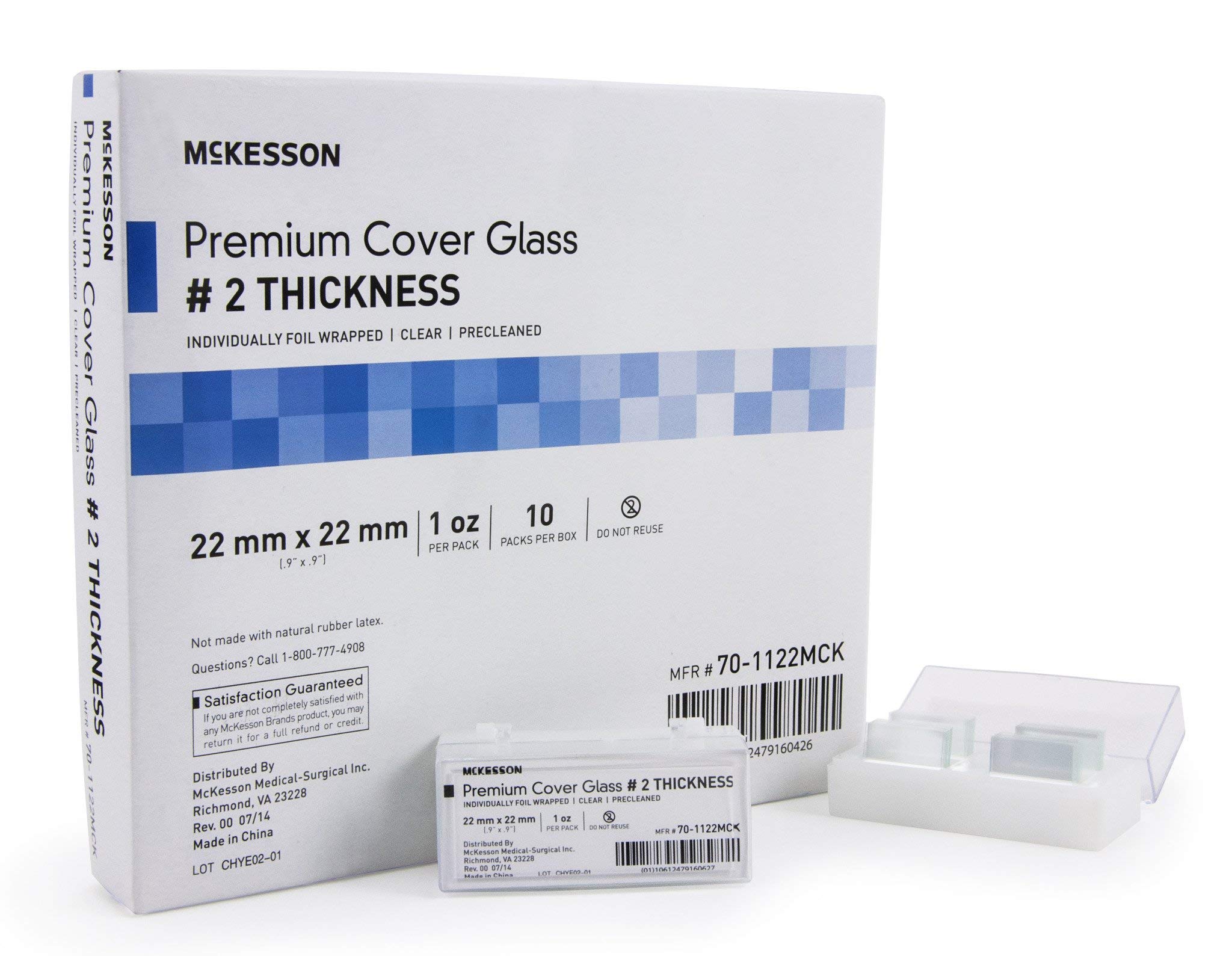 McKesson Cover Glass Square #2 Thickness 22 X 22 mm 70-1122MCK 10 pcs