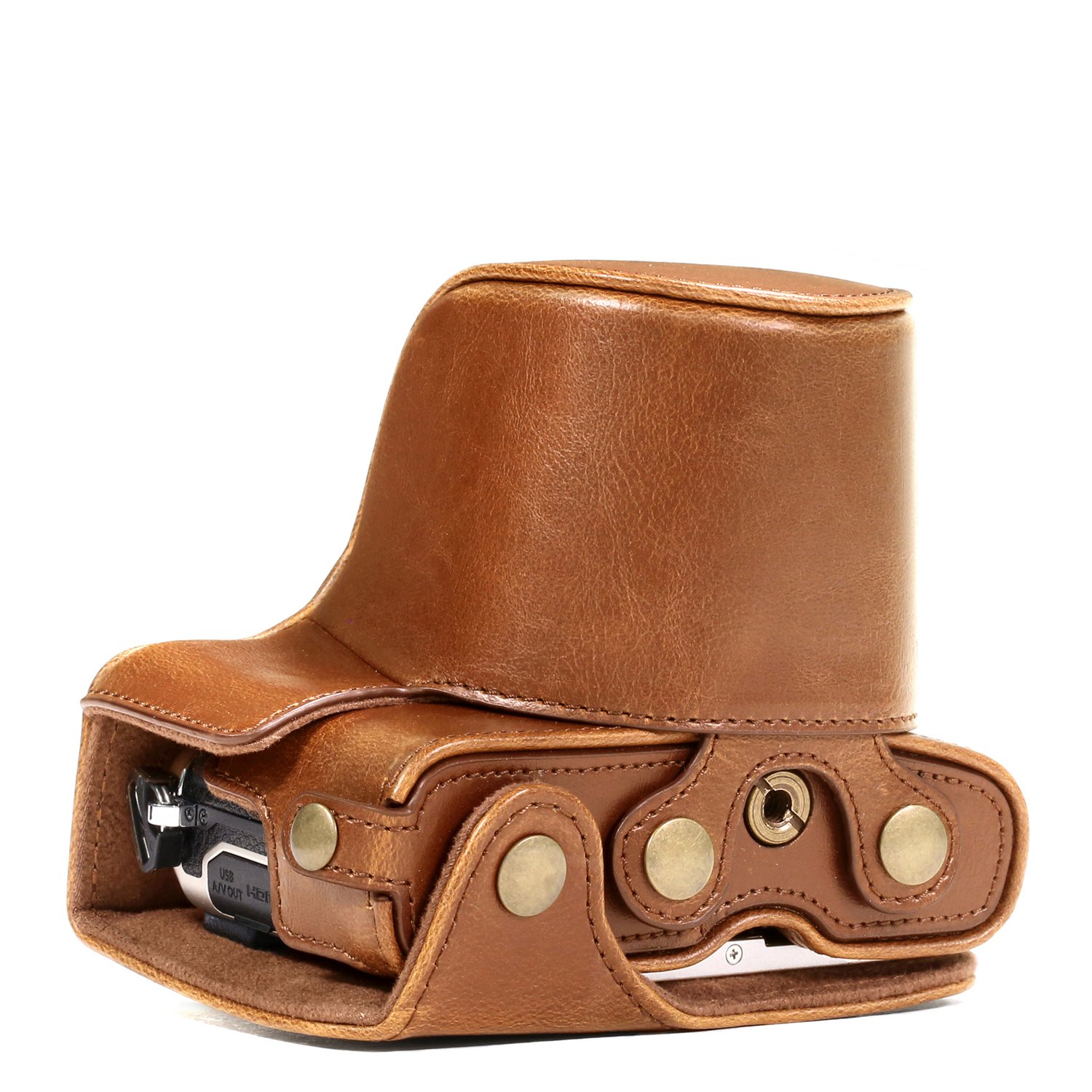 MegaGear Olympus PEN E-PL8 Ever Ready Leather Camera Case - Light Brown