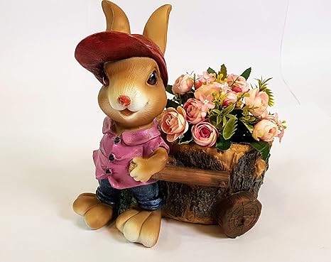 Wonderland rabbit with planter , garden pots and planters , decorative planter , kids room decor , home decor , home decoration, garden decor , garden decoration, balcony decor , planter , resin planter, table top planter , desk planter , gift , gifting , return gift