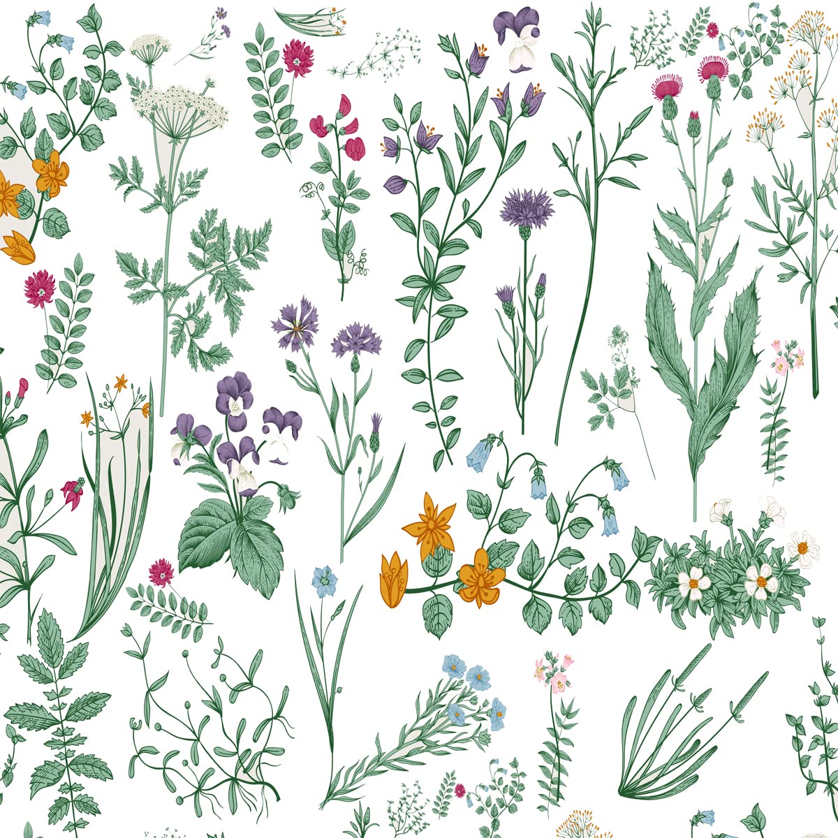 Floarl Upholstery Fabric by The Yard,Farmhouse Flowers Reupholstery Fabric for Chairs,Garden Floral Botanical Waterproof Outdoor Fabric,3 Yards,(L276*W150cm) Green White