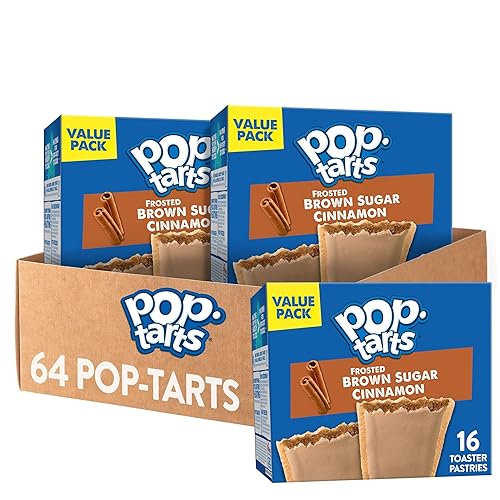 Pop-Tarts Toaster Pastries, Breakfast Foods, Kids Snacks, Value Pack, Frosted Brown Sugar Cinnamon (64 Pop-Tarts)