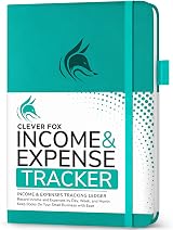 Clever Fox Income & Expense Tracker – A5 Turquoise Ledger Notebook