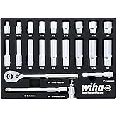 Wiha 33796 22 Piece 3/8" Drive Professional Standard and Deep Socket Tray Set - SAE