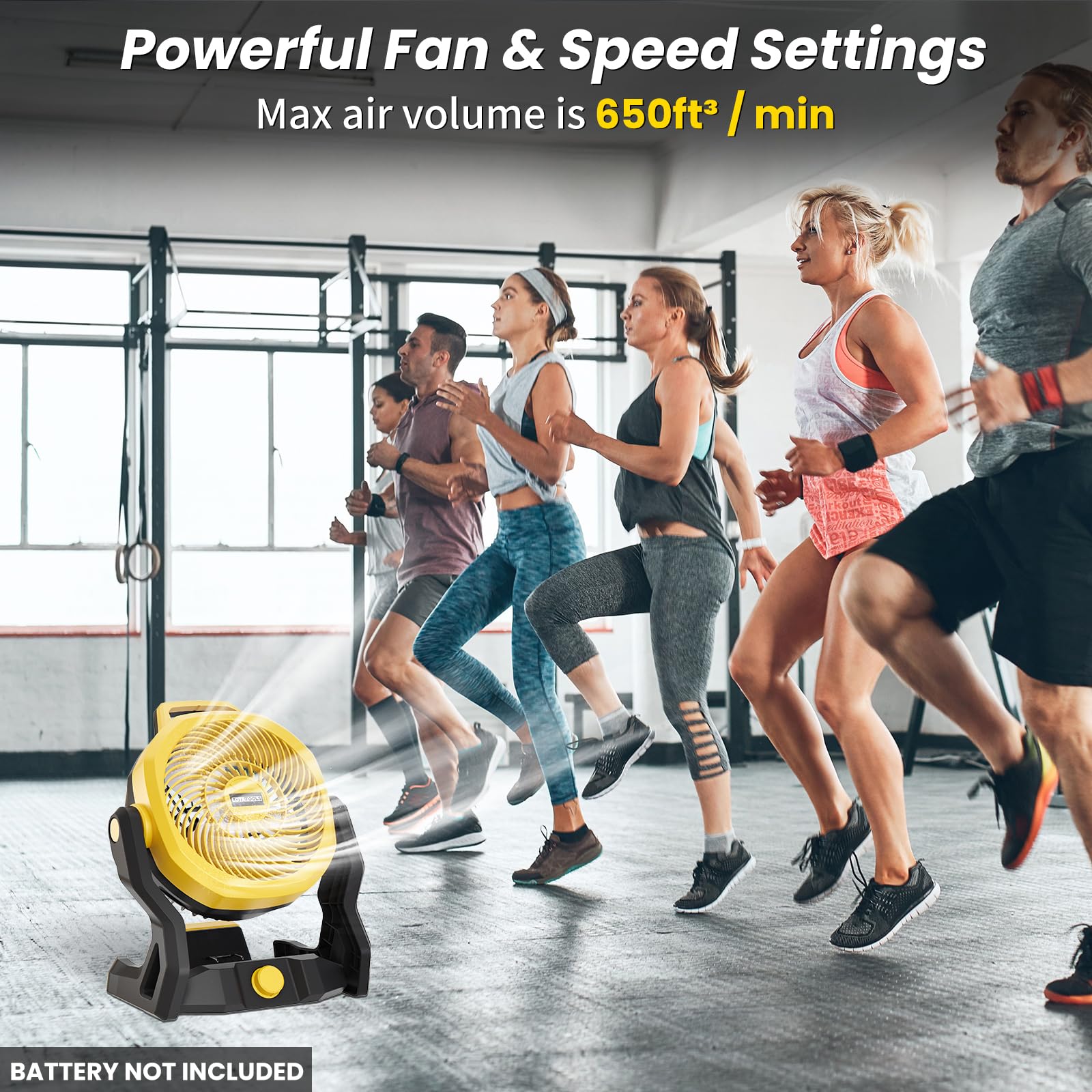 14 inches Fan for Bedroom, Quiet Table Fans 30dB Low Noise, Desktop Fan with 180°Adjustable Tilt, Max 650 CFM for Home Office Outdoor, Powered by Dewalt 20V MAX Battery or Adapter(Tools only)