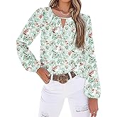 SHEWIN Blouses for Women Dressy Casual Floral Print Boho Long Sleeve Shirts Fall Tops for Women 2025
