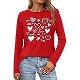 Valentines Shirts for Women Cute Love Heart Shirts Heart Long Sleeve Tops