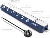 BESTEK 6 Way Surge Protection Extension Lead with 4 USB Ports 1.8M White view 5