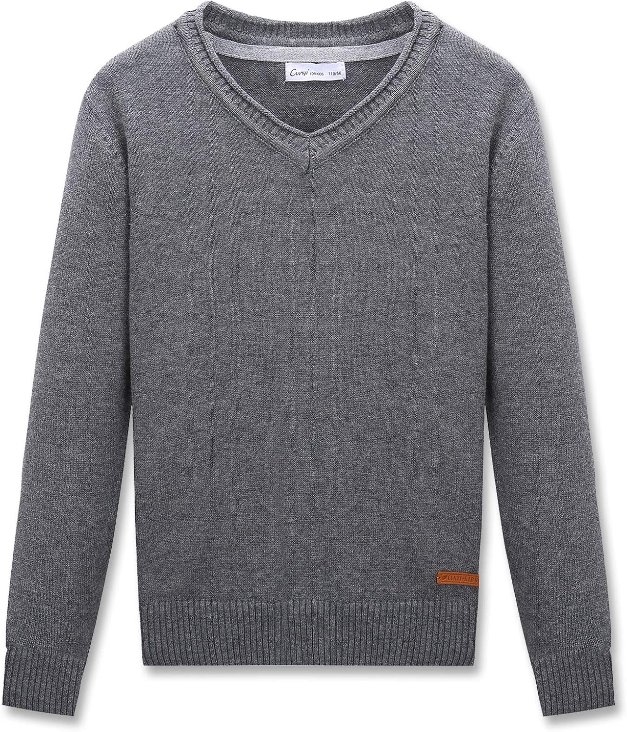 CUNYI Boys V-Neck Pullover Cotton Knit Sweater: Clothing