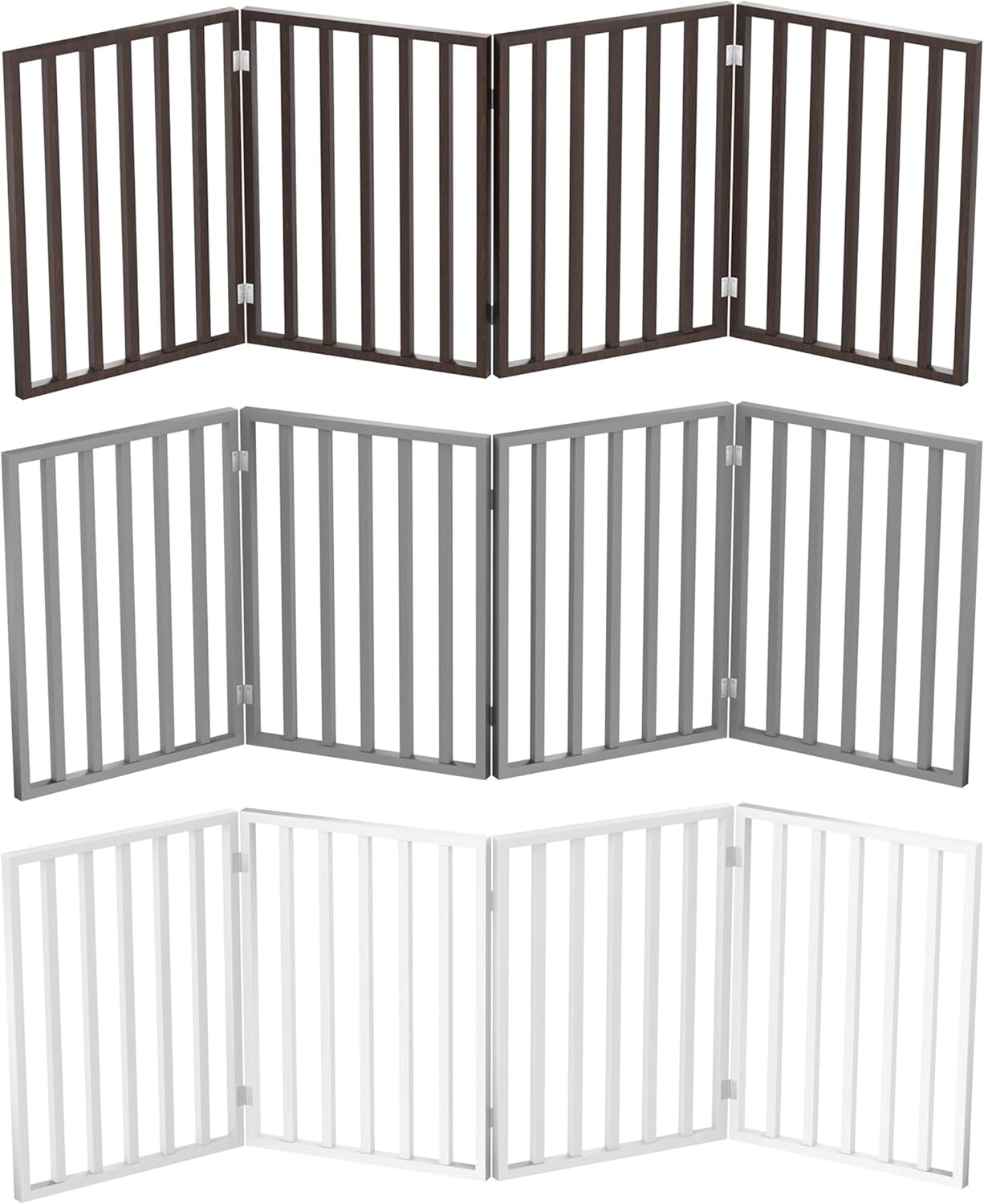 PETMAKER Wooden Pet Gate- Foldable 4-Panel Indoor Barrier Fence, Freestanding & Lightweight Design for Dogs, Puppies, Pets- 72 X24 (Brown Stain) : Pet Supplies