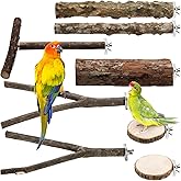 Okllen 8 Pack Natural Wood Bird Perches, Bird Parrot Stand Platform, Parakeet Toys Stand Branches Birds Cage Accessories for 
