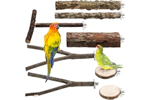 Okllen 8 Pack Natural Wood Bird Perches, Bird Parrot Stand Platform, Parakeet Toys Stand Branches Birds Cage Accessories for 