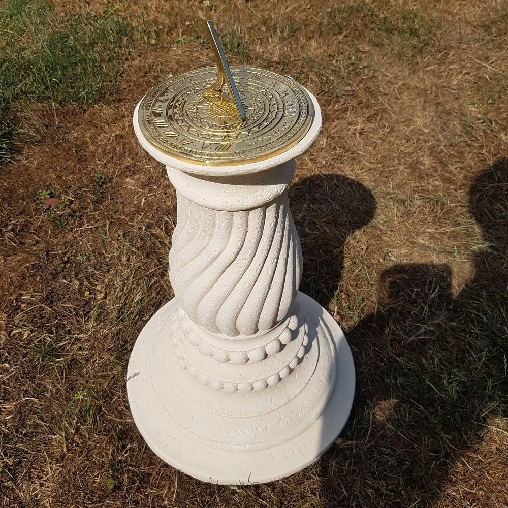garden ornaments and accessories Concrete Round Swirl Tall Plinth Cream With Round Sunny Hours