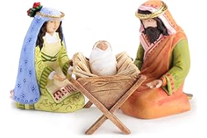 MACKENZIE-CHILDS Patience Brewster Nativity Figurine, Christmas Nativity Home Decor, Holy Family