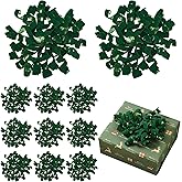 LiBongTa 6 Inch x 12 Counts Green Velvet Ribbon Bow with Self Adhesive Curly Bows for Gift Wrapping, Wedding, Baby Shower, Party, Christmas Gift Bows for Presents, Baskets, Wine Bottles, Treat Bags