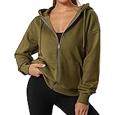 GIVON Women's Oversized Fleece Zip Up Hoodie Y2k Clothes Lightweight Long Sleeve Hooded Sweatshirt with Pockets