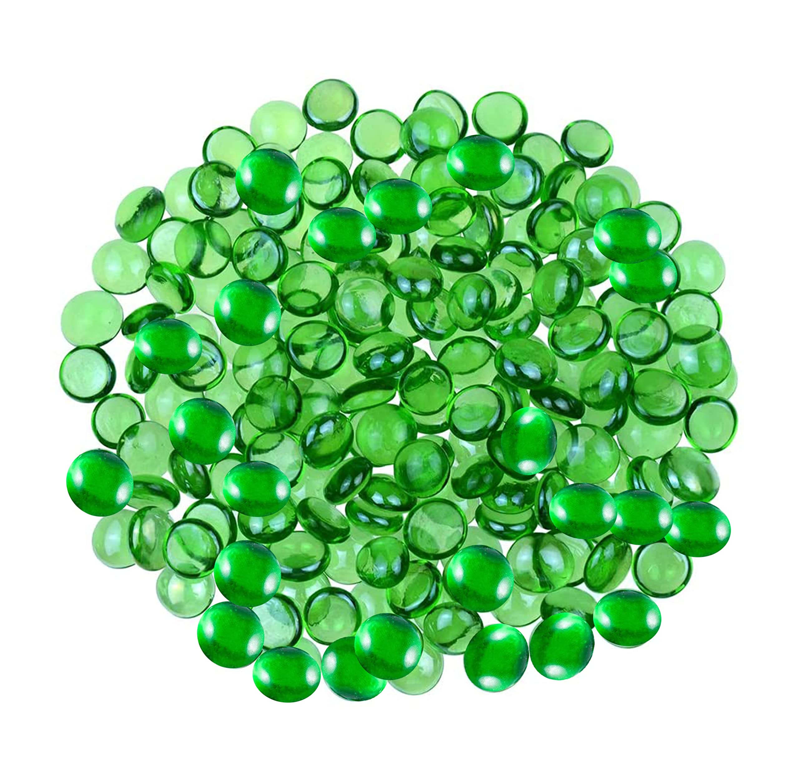 ARSUK Glass Pebbles Decorative Stones Beads Nuggets Gems Mosaic Tiles for Vases Craft Garden Bowls Fish Tank (70-80 Green Pebbles)