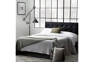 Edenbrook Hawthorne Faux Leather Headboard - Modern -Adjustable Height - Buttonless Tufting, Full/Full XL, Black