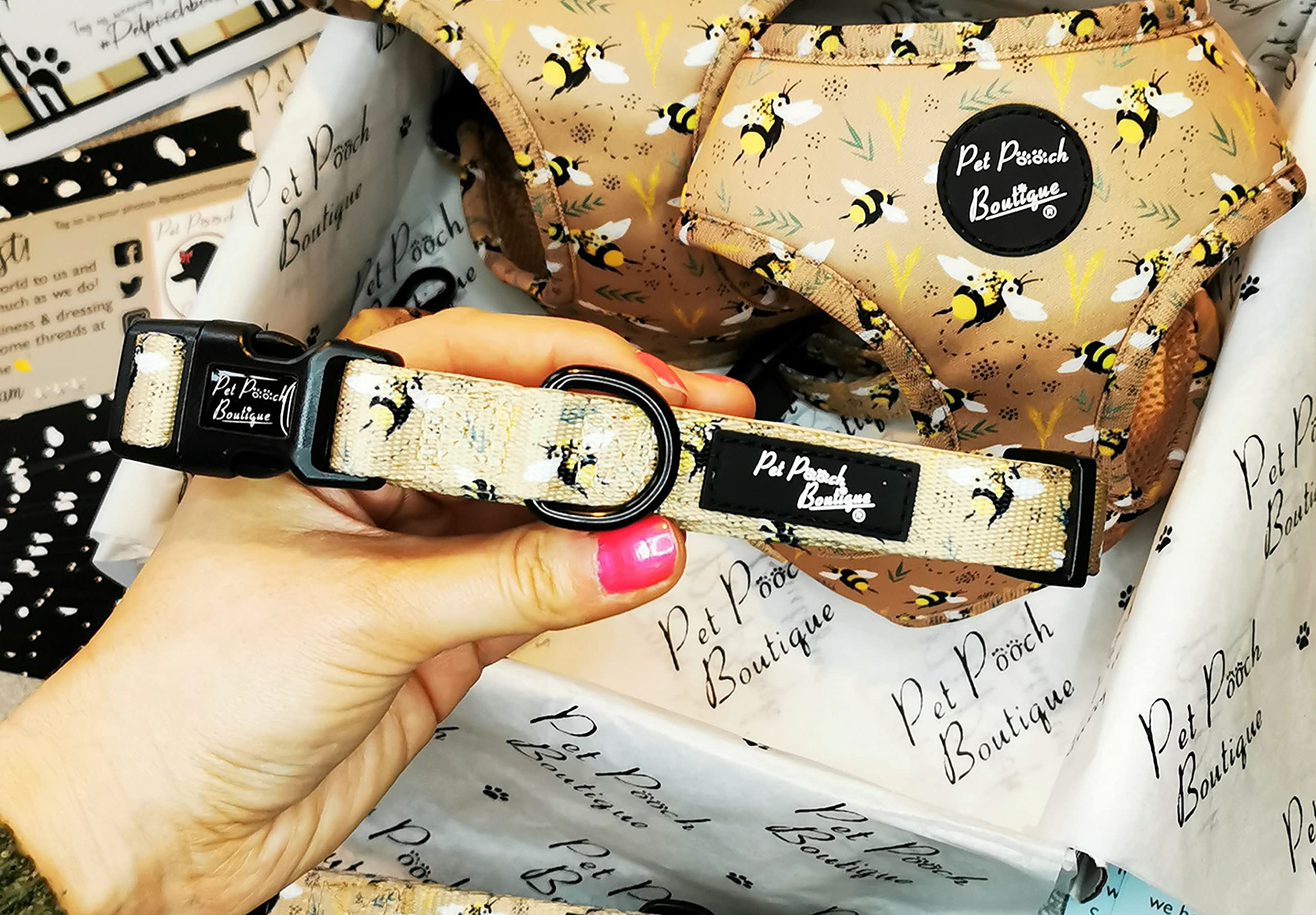 Honey Bumble Bee Dog Collar L