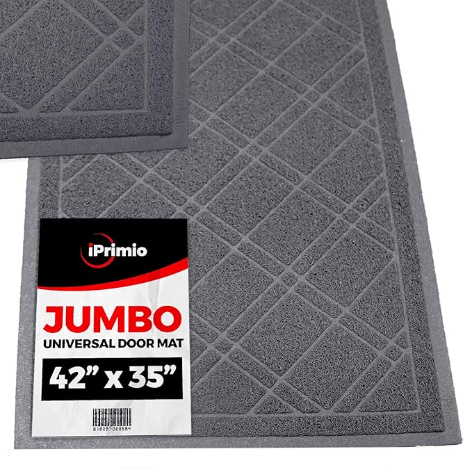 SlipToGrip Universal Gray Door Mat with DuraLoop Jumbo 42"x35