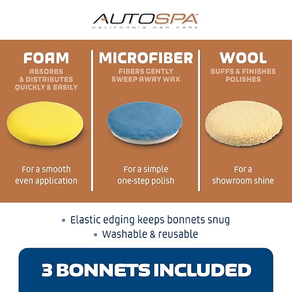 AUTOSPA 94009AS DUAL SPEED 6″ PROFESSIONAL POLISHER WITH 3 BONUS BONNETS