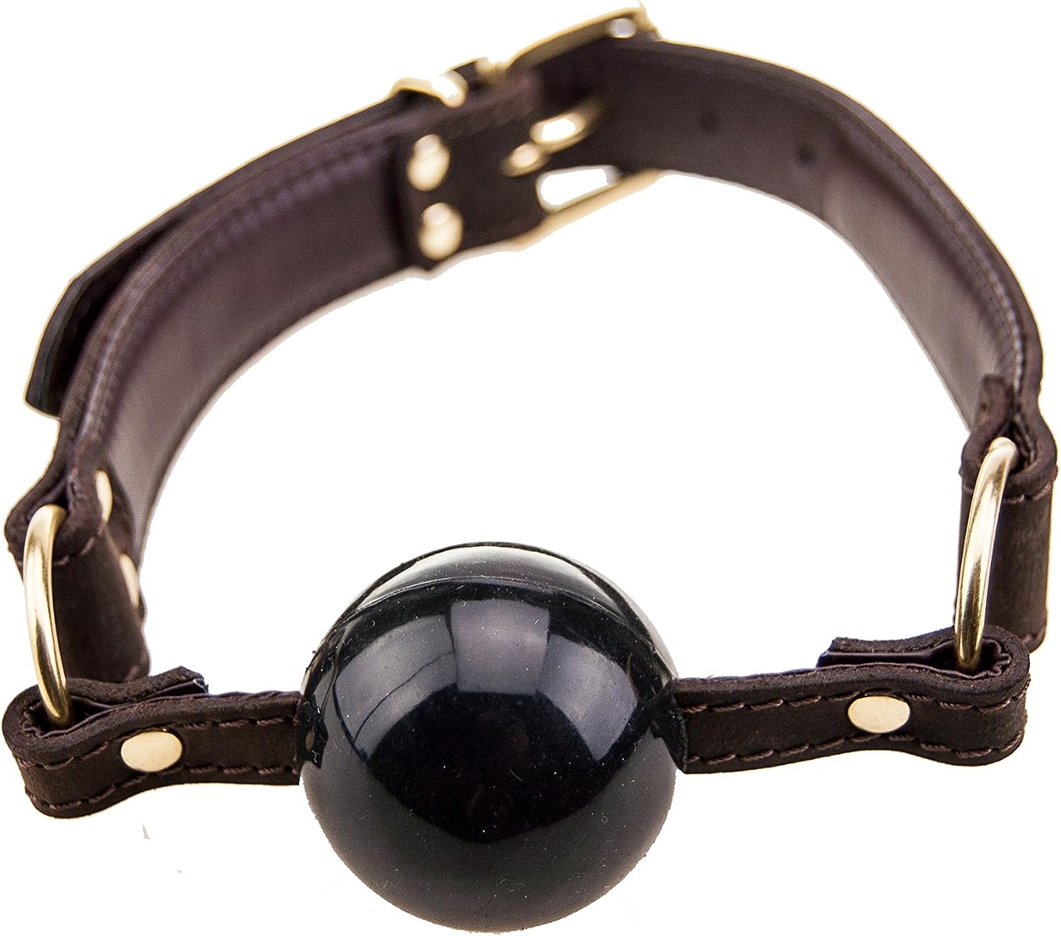 Bound by Loving Joy Nubuck Leather Solid Ball Gag, Brown - Image 5