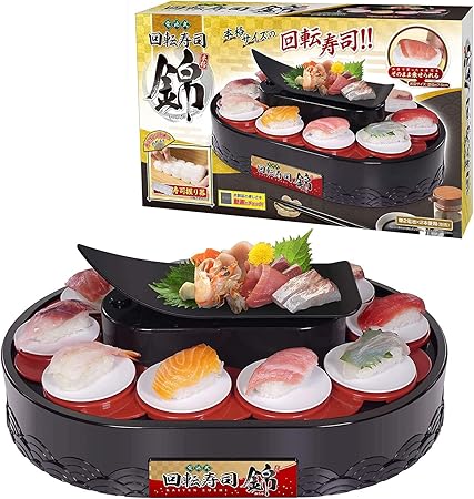 Amazon 回転寿司 本格サイズ 電池式 寿司握り器付き お皿10枚が同時に回る 回転すし 自動 電動 おすし 電車 わくわく キッズ ファミリー 玩具 食玩 おもちゃ 国内メーカー H019 食べ物 おもちゃ