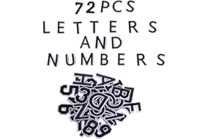 Harsgs 72 PCS Iron on Letters Numbers Patches, Embroidered Patches Letters A-Z Numbers 0-9 Applique for Clothes, Dress, Hat, Jeans, DIY Accessories, Black