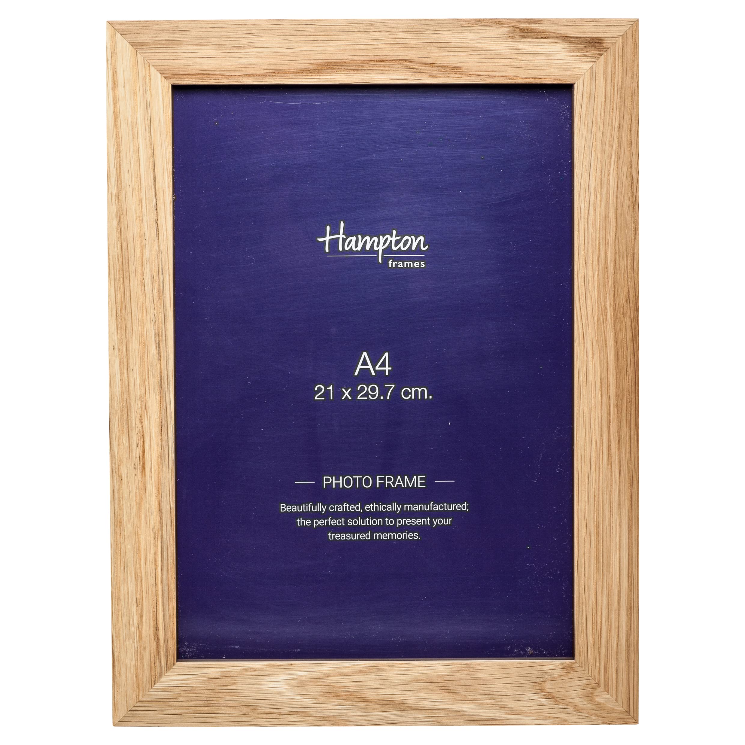 Hampton Frames | Picture Frame NEW ENGLAND A4, 21x29.7cm, Natural Oak, Acrylic Front | Drop-In Back, Swivel Clips, Freestanding or Wall Mount | Display Photos, Posters, Documents