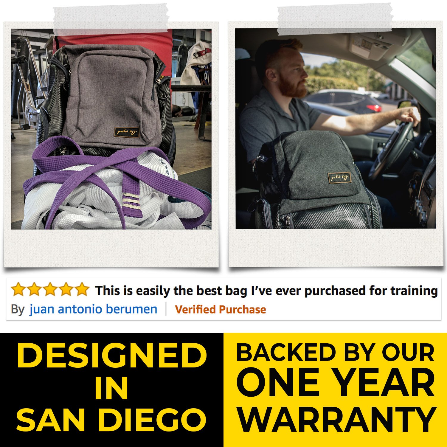 Gold BJJ Jiu Jitsu Backpack Heavy Duty Gym Bag with Waterproof Gi