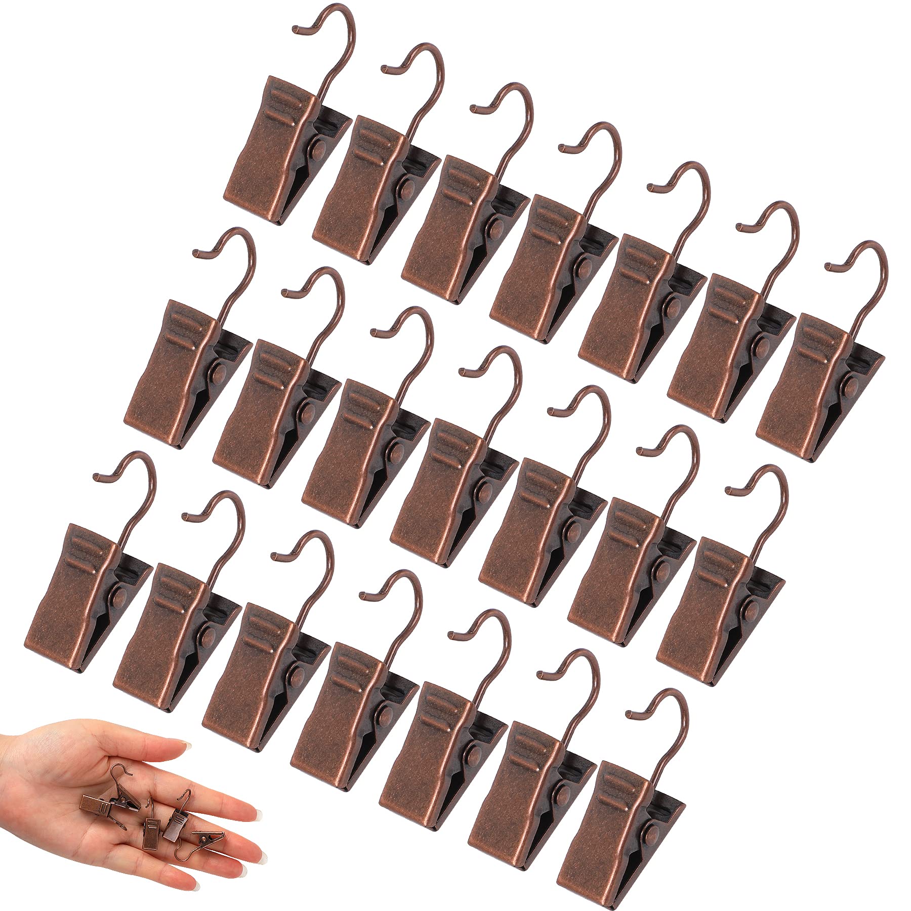 JANYUN 30 Pack Small Heavy-Duty Hook Clip Set Metal Curtain Hangers Clips for Clip Photo Home Decoration Art Craft Display - Black (Copper)