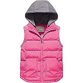 Pursky Girl's and Boy's Warm Puffer Vest Coat Water Resistant Sleeveless Jacket With Detachable Hood for 6-14Y