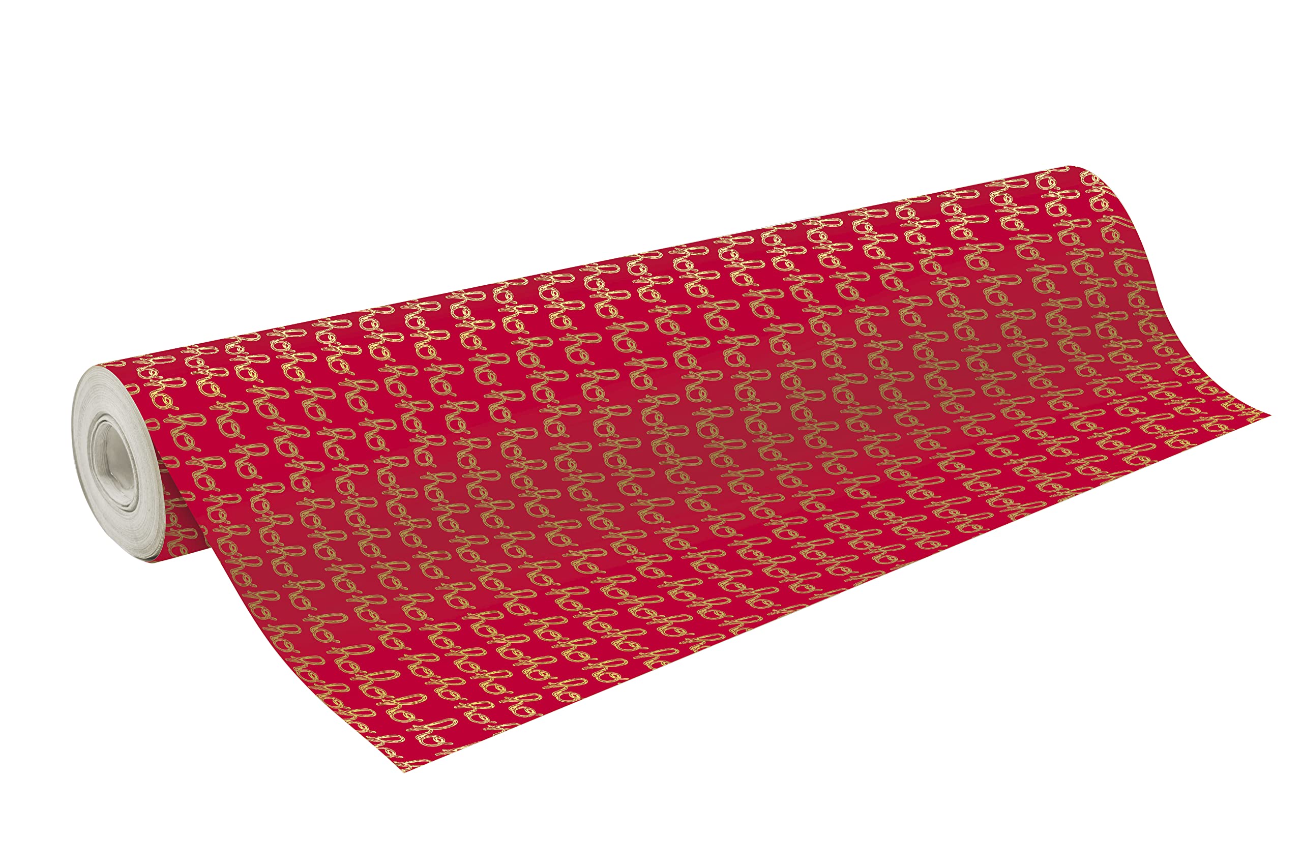Clairefontaine 202094C - A Reel of Gift Paper - 80g Excellia Paper - Format: 50x0,70m - Pattern: Hohoho, Christmas, Gold/Red - wrapping, ideal for packaging