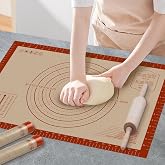 24" x 16" Silicone Baking Mat with Measurement Guides | Extra Thick Pastry Rolling &amp; Sourdough Mat Baking Supplies for Making Pizza, Pie, Cookies and Bread