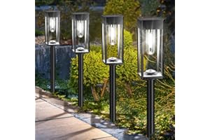 ALFIOT Solar Pathway Lights Outdoor,8 Pack Bright Solar Lights Outdoor,IP65 Waterproof Solar Garden Lights Solar Powered Landscape Lighting for Yard Patio Walkway Driveway Pathway (Cool White)