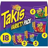 Takis Assorted Variety Pack Rolled Tortilla Chips, 18 Count | (5) Fuego, (5) Blue Heat, (4) Nitro, (4) Crunchy Fajita, Mild to Extremely Spicy, 1oz Individual Bags for Snacking